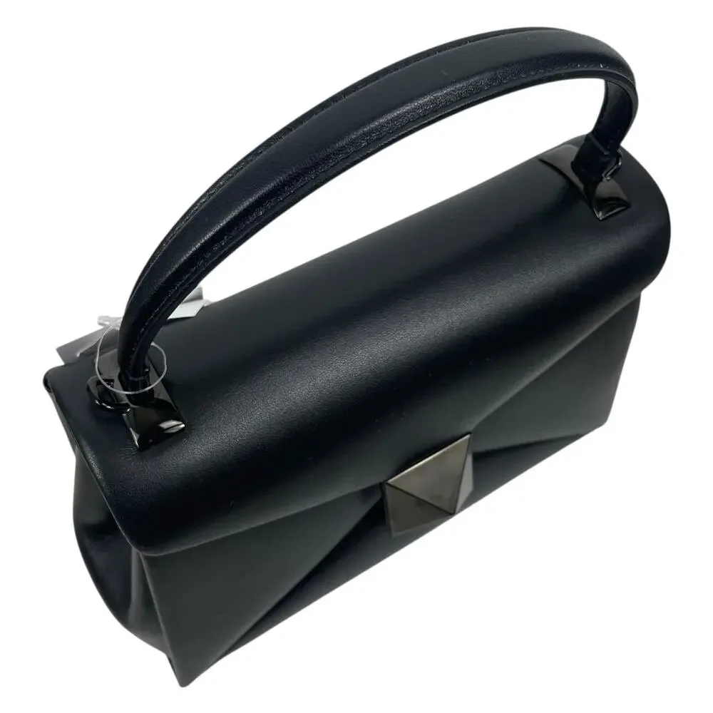 Valentino Garavani One Stud Small Top Handle Leather Flap Bag Black